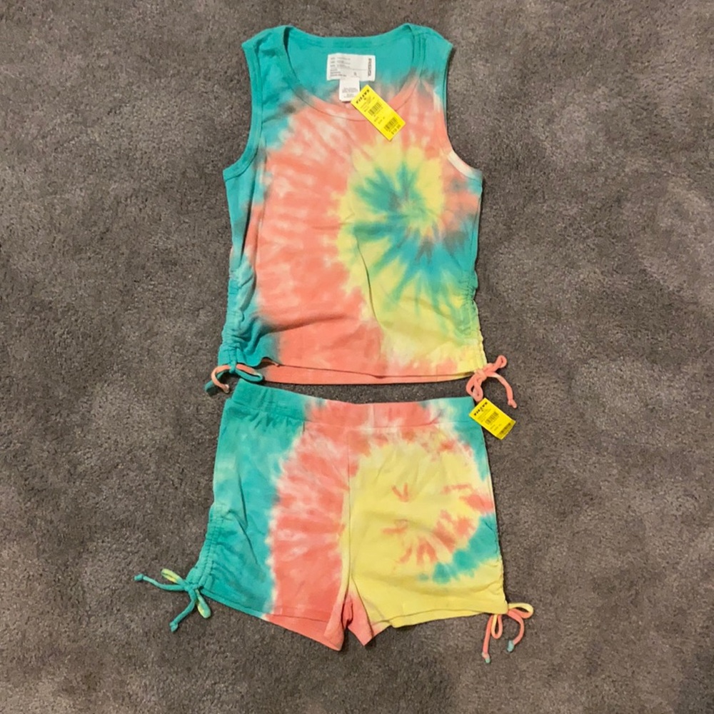 NWT RSQ Cinch Top & Short Tie Dye Set Girls Size XL